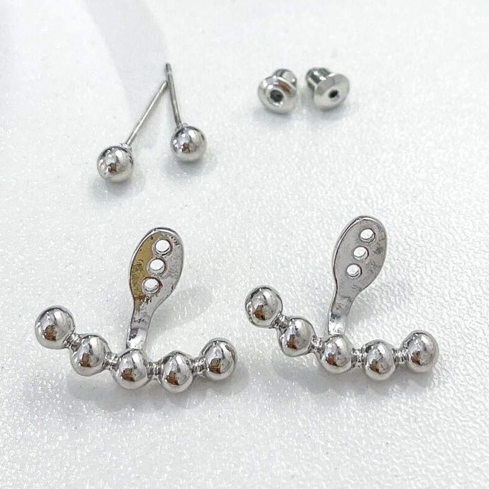 Any 4/$25! Silver Studs w/Matching Jackets Earrings - Picture 3 of 8